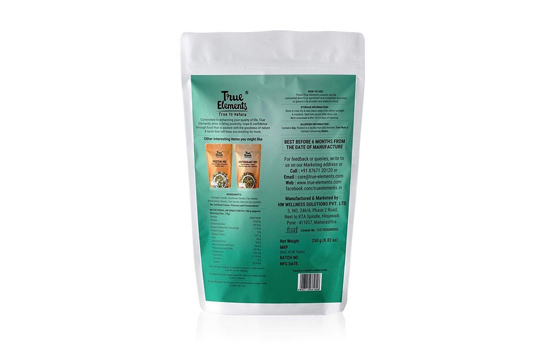 True Elements 5-in-1 Super-seeds Mix Sunflower, Pumpkin, Flax, Watermelon & Chia   Pack  250 grams